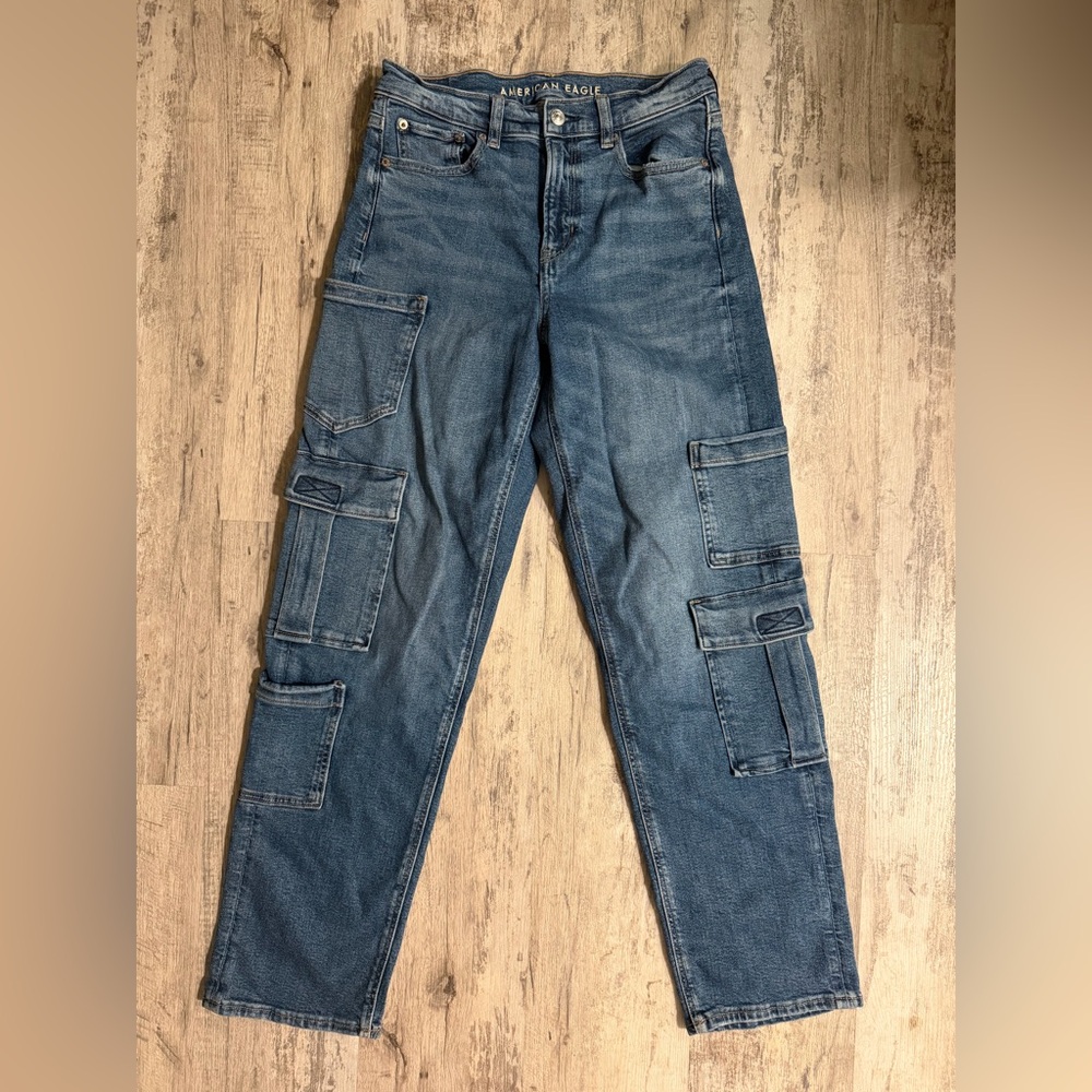 American Eagle Outfitters Women’s Blue Cargo Jeans Size 4